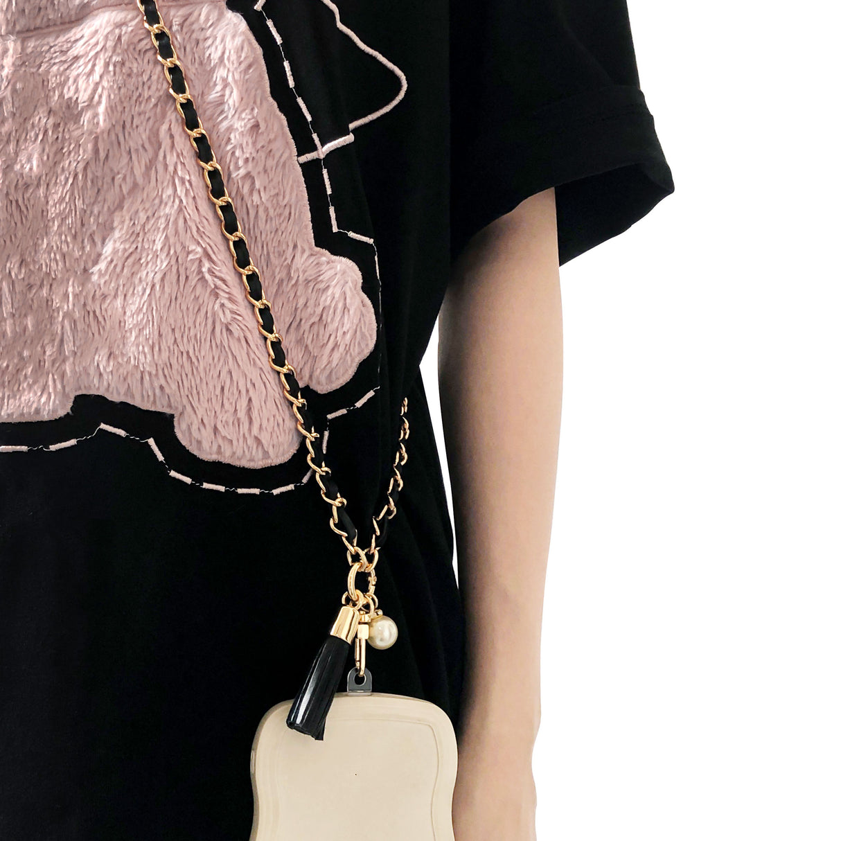 S & J Cross Body Strap - Leather and Chain