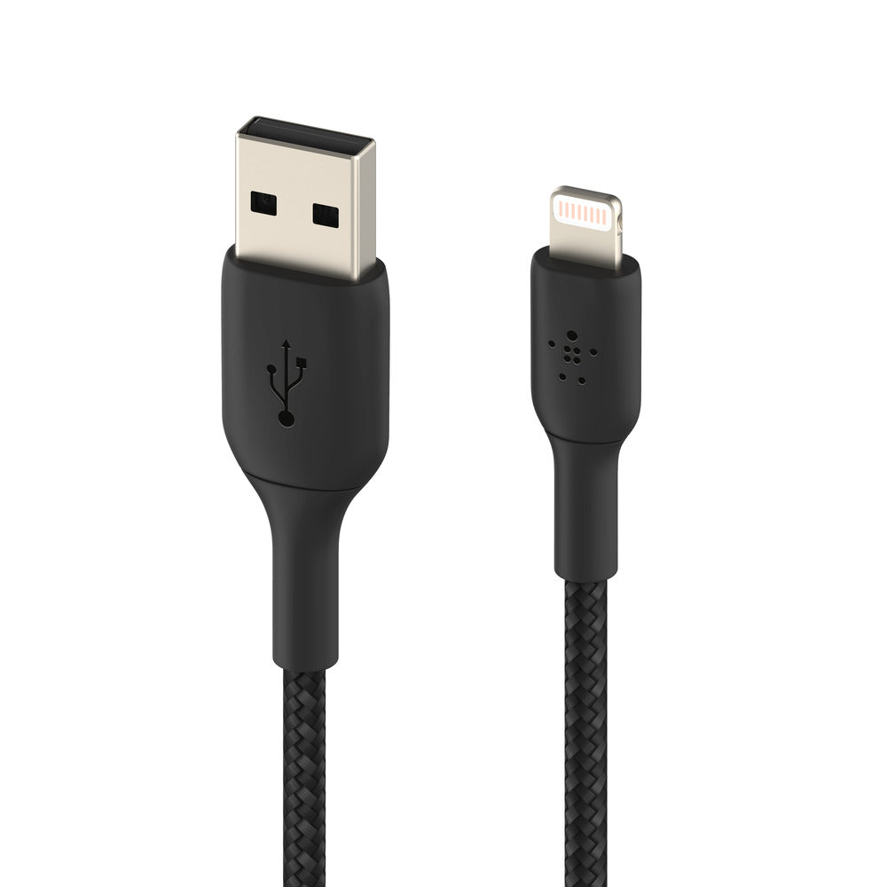 Belkin BoostCharge Lightning to USB-A Braided Cable, 1m - For Apple Devices - Black