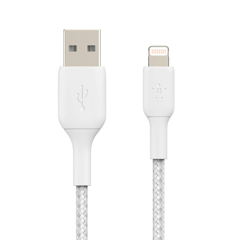 Belkin BoostCharge Lightning to USB-A Braided Cable, 1m - For Apple Devices - White