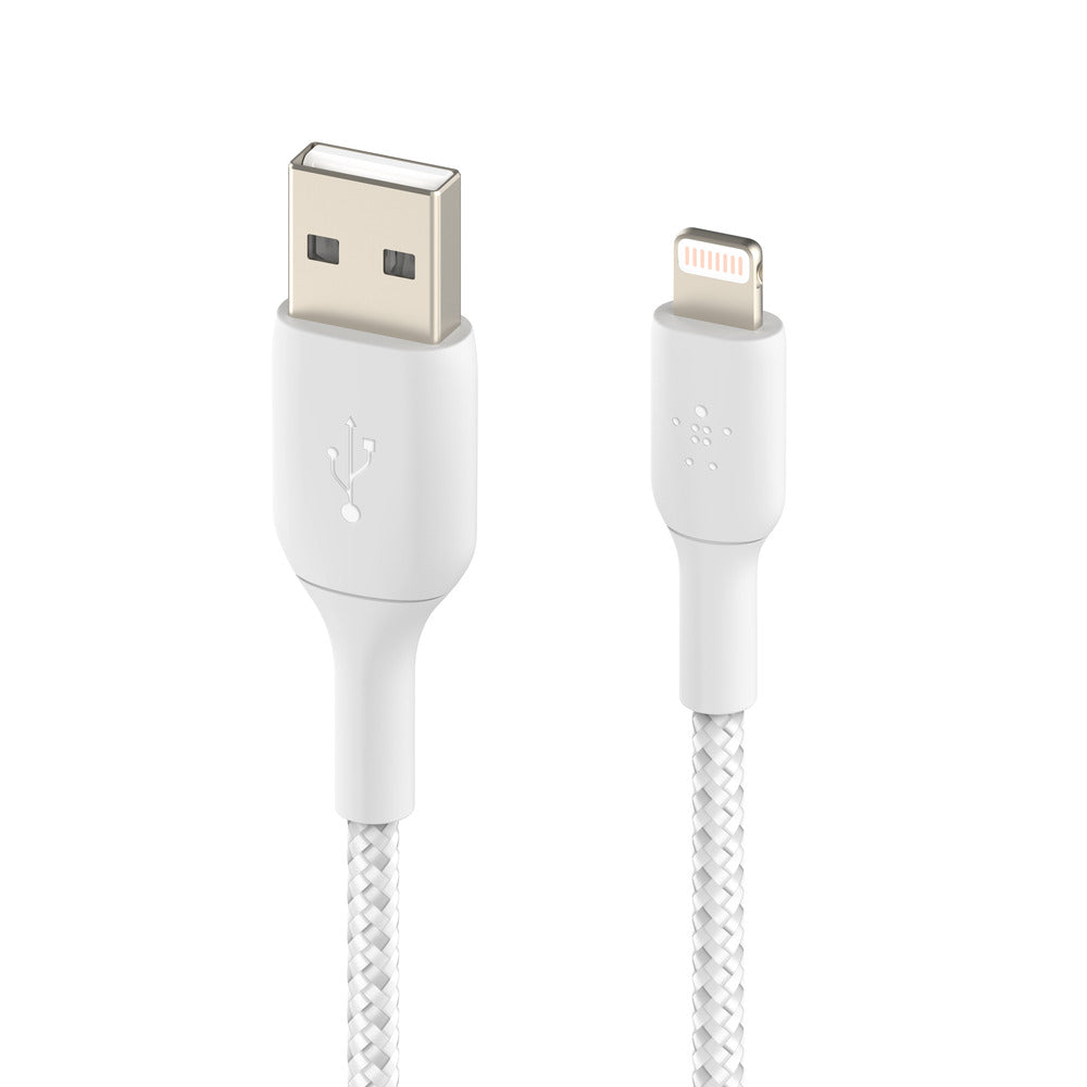 Belkin BoostCharge Lightning to USB-A Braided Cable, 1m - For Apple Devices - White