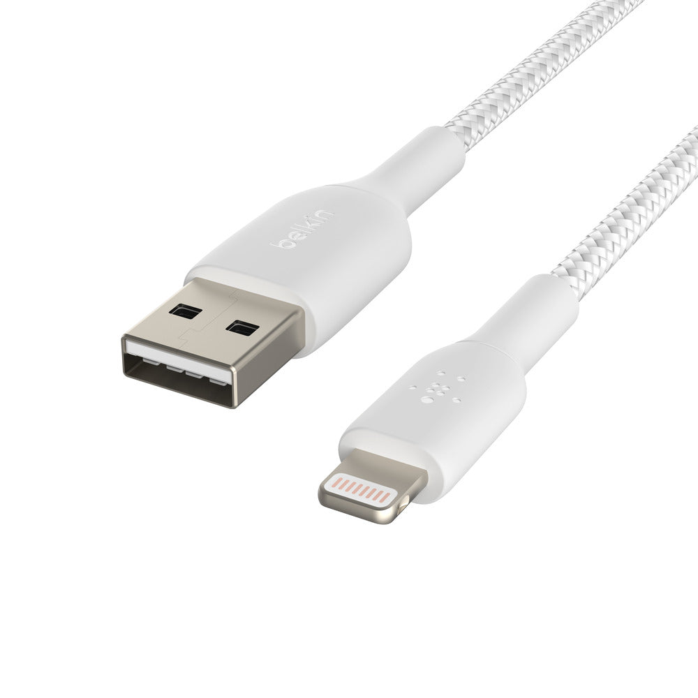 Belkin BoostCharge Lightning to USB-A Braided Cable, 1m - For Apple Devices - White