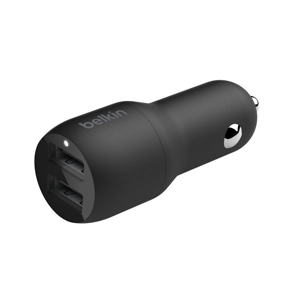 Belkin BOOSTCHARGE Dual USB-A Car Charger 24W + USB-A to USB-C Cable - Universally compatible - Black