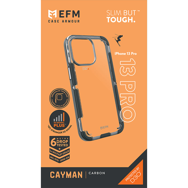 EFM Cayman Case Armour with D3O 5G Signal Plus - For iPhone 13 Pro (6.1" Pro) - Carbon