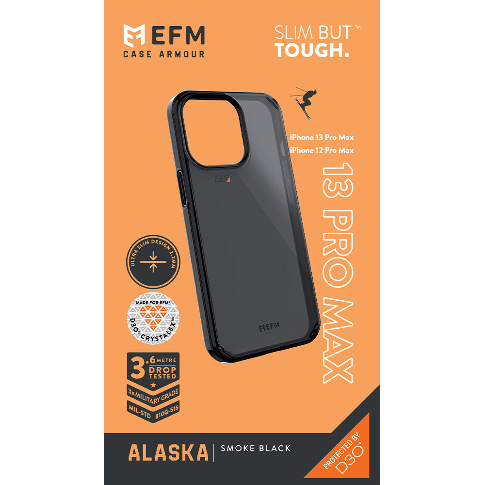 EFM Alaska Case Armour with D3O Crystalex - For iPhone 13 Pro Max (6.7") - Smoke Black