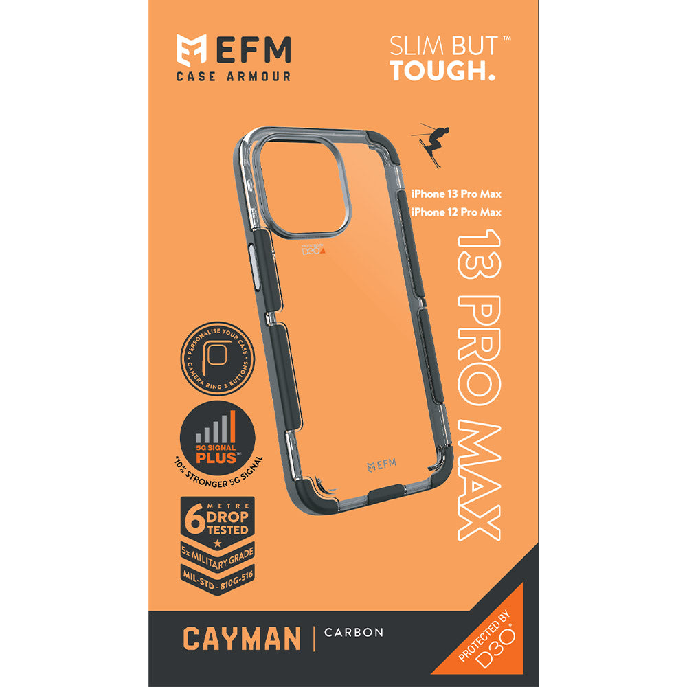 EFM Cayman Case Armour with D3O 5G Signal Plus - For iPhone 13 Pro Max (6.7") - Carbon