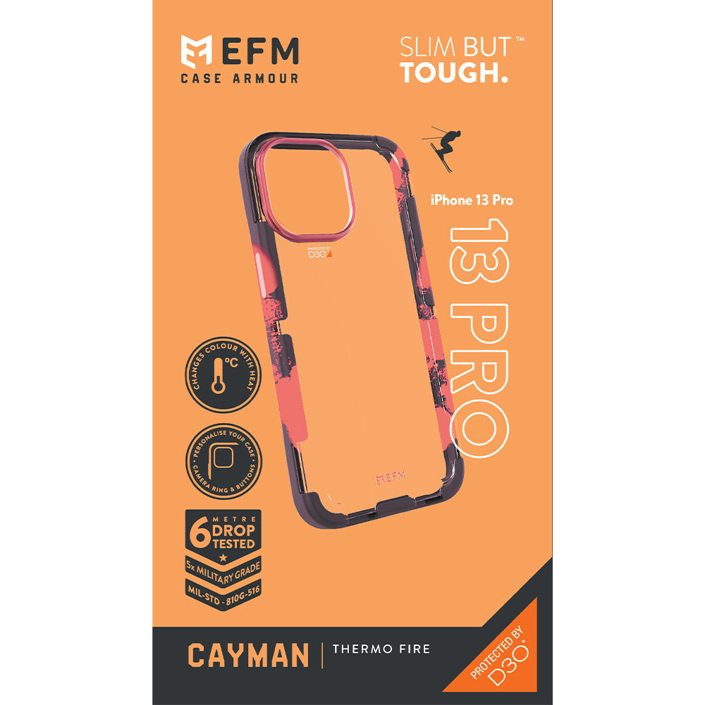 EFM Cayman Case Armour with D3O Crystalex - For iPhone 13 Pro (6.1" Pro) - Thermo Fire