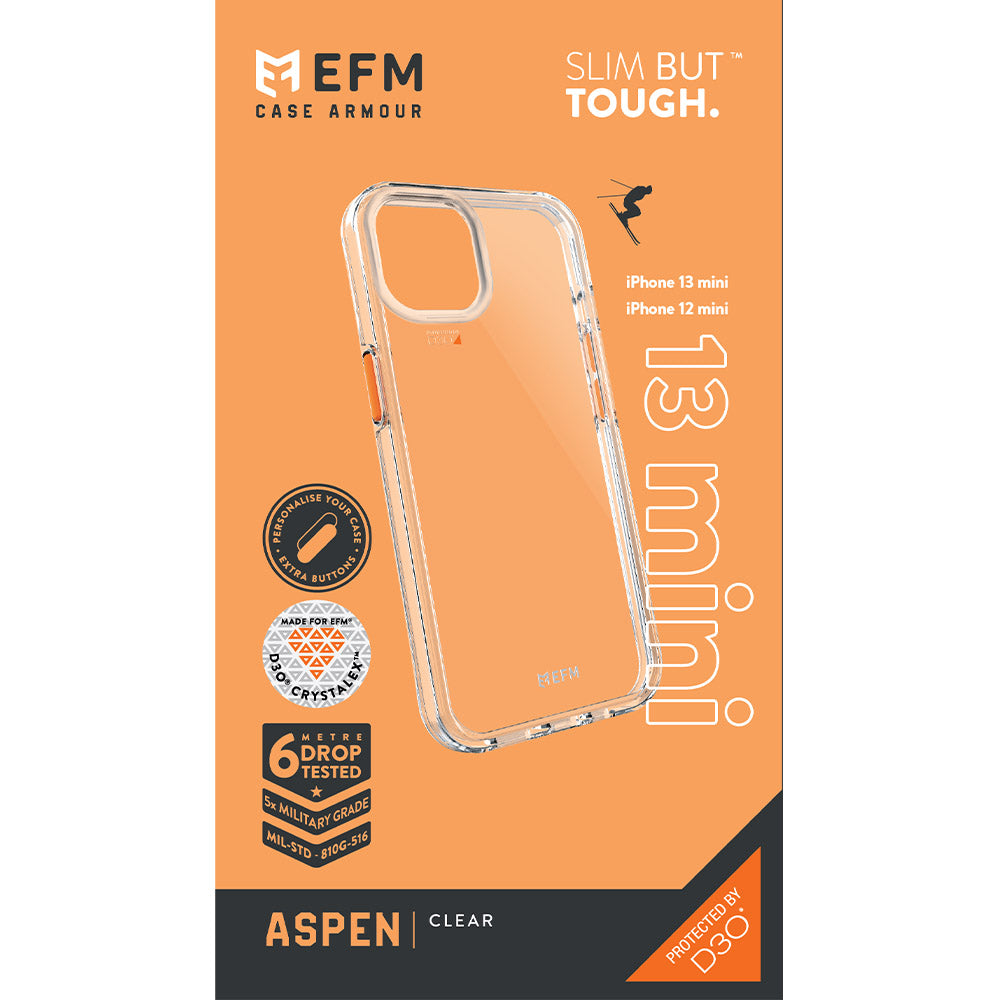 EFM Aspen Case Armour with D3O Crystalex - For iPhone 13 mini (5.4") - Clear