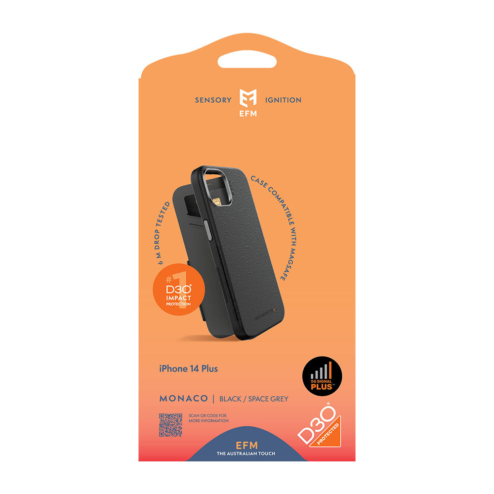 EFM Monaco Case Armour with ELeather and D3O 5G Signal Plus Technology - For iPhone 14 Plus (6.7")