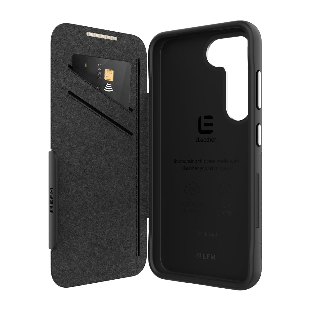 EFM Monaco Case Armour with ELeather and D3O 5G Signal Plus Technology - For Samsung Galaxy S23+ -  Black/Space Grey