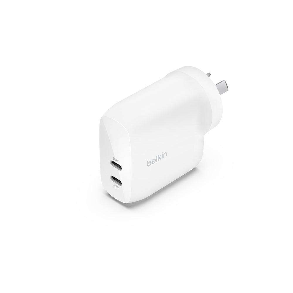 Belkin BoostCharge PRO Dual USB-C Wall Charger - with PPS 60W - White