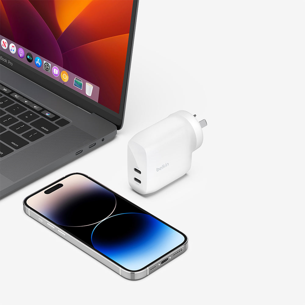 Belkin BoostCharge PRO Dual USB-C Wall Charger - with PPS 60W - White