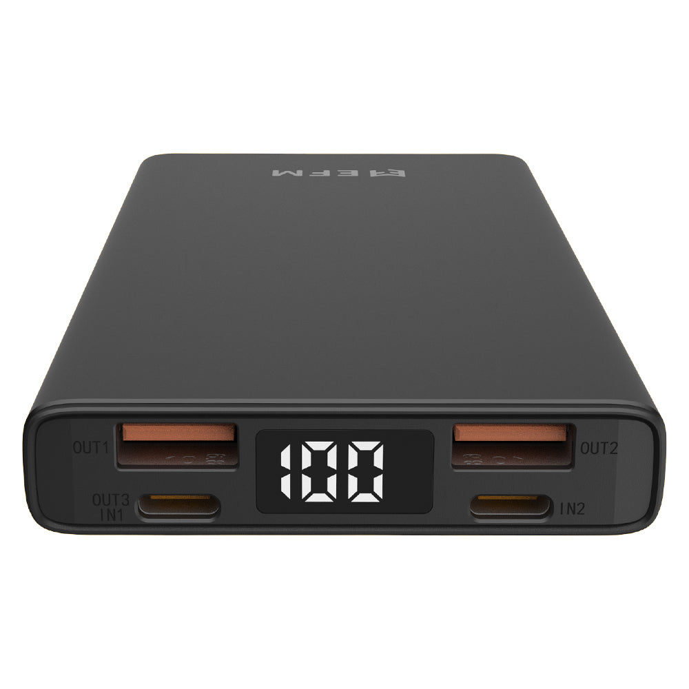 EFM 10,000mAh Digital Power Bank - With 20W Output - Black