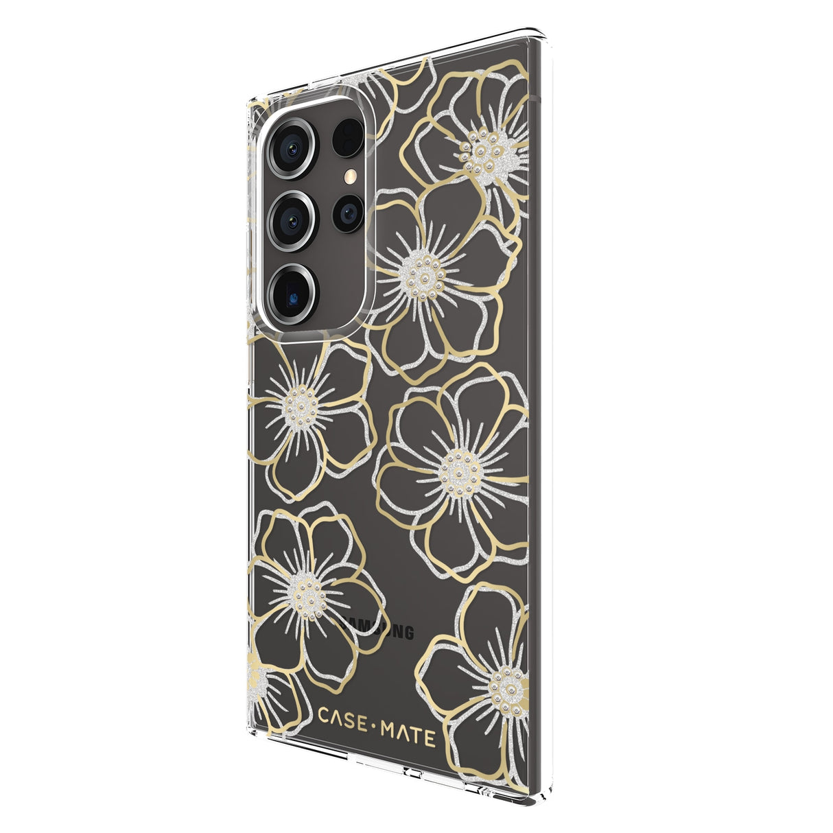 Case-Mate Floral Gems Case - For Samsung Galaxy S24 Ultra - Gold