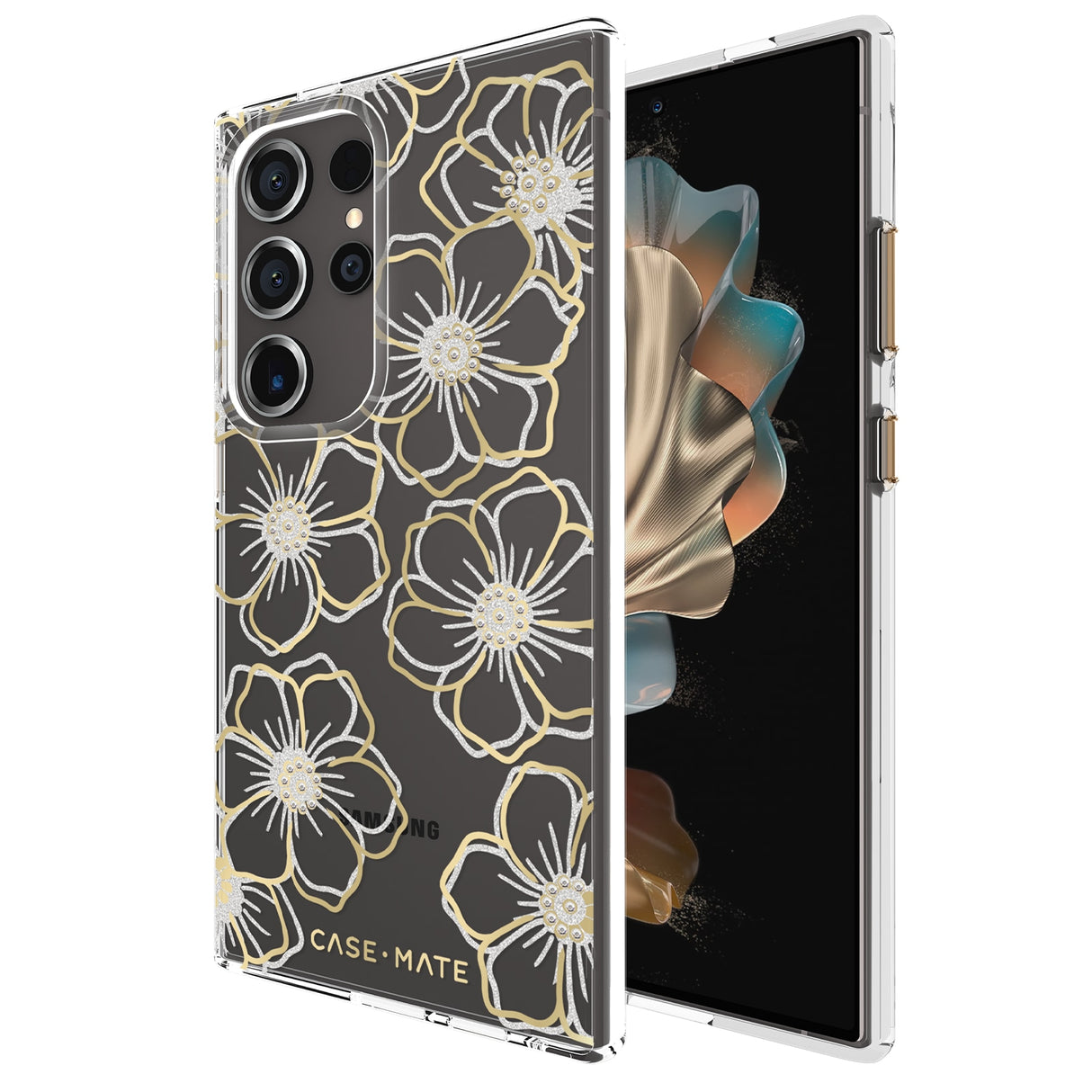 Case-Mate Floral Gems Case - For Samsung Galaxy S24 Ultra - Gold