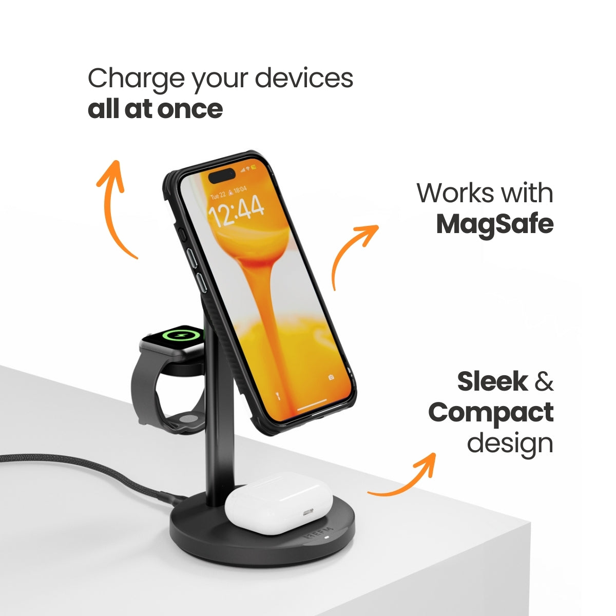 EFM FLUX 3-in-1 Wireless Charger - With 20W Wall Charger