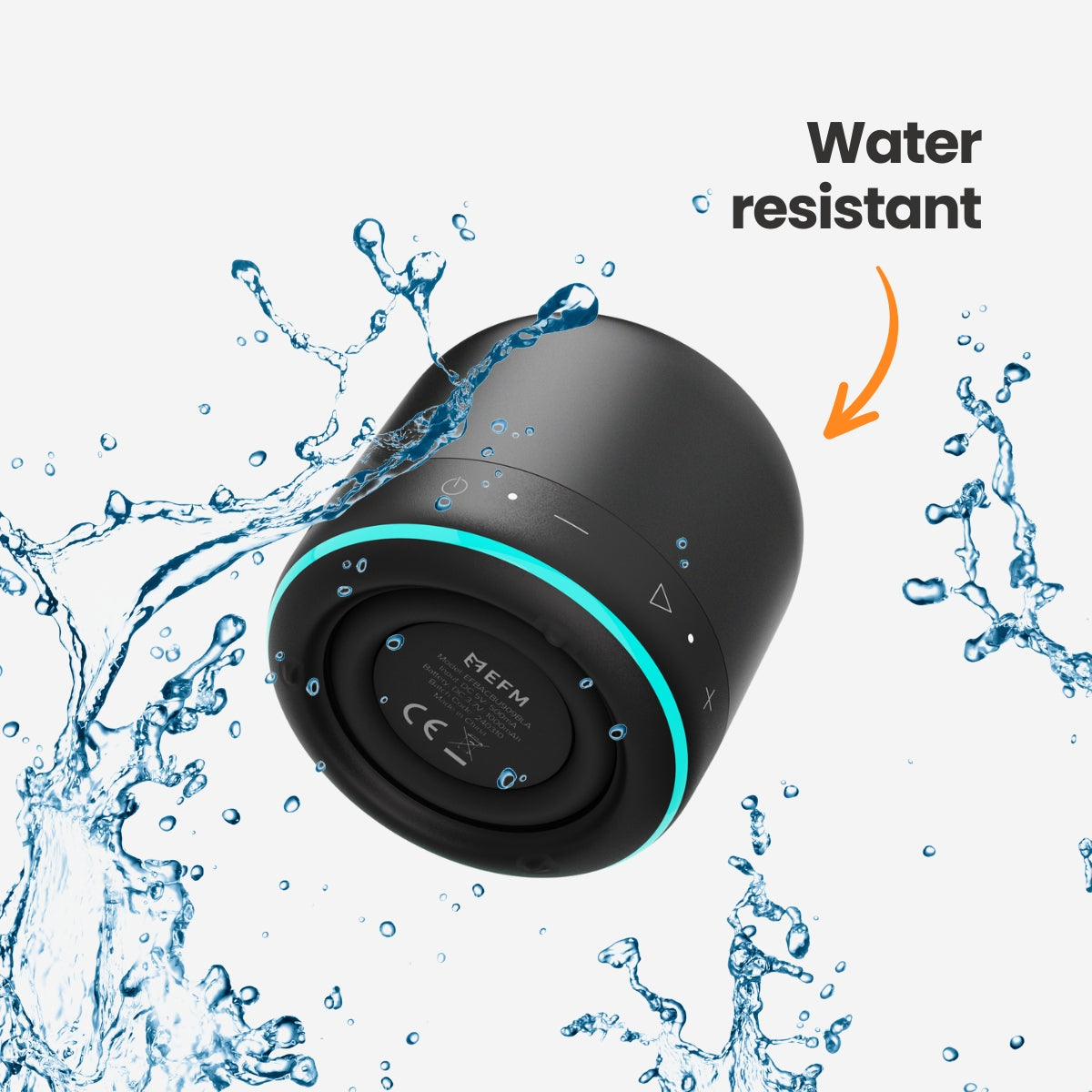 EFM Cloudbreak Mini Bluetooth Speaker - With Dynamic Lighting Effects - Black