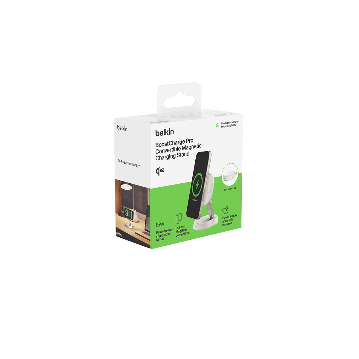Belkin BoostCharge Pro - Convertible Magnetic Charging Stand with Qi2 - White