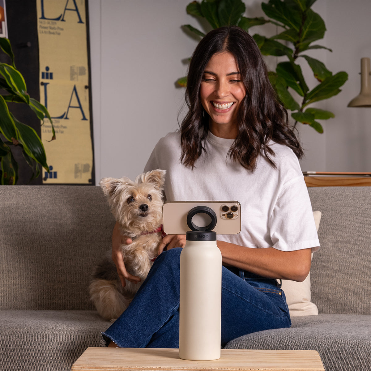 Ringo Water Bottle - with Magnetic Phone Mount - Ivory 710ml (24oz)