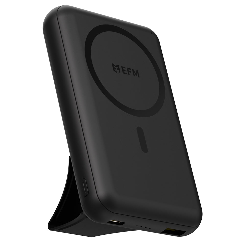 EFM FLUX 10,000mAh Magnetic Power Bank - With MagSafe Compatability and Foldable Stand - Black