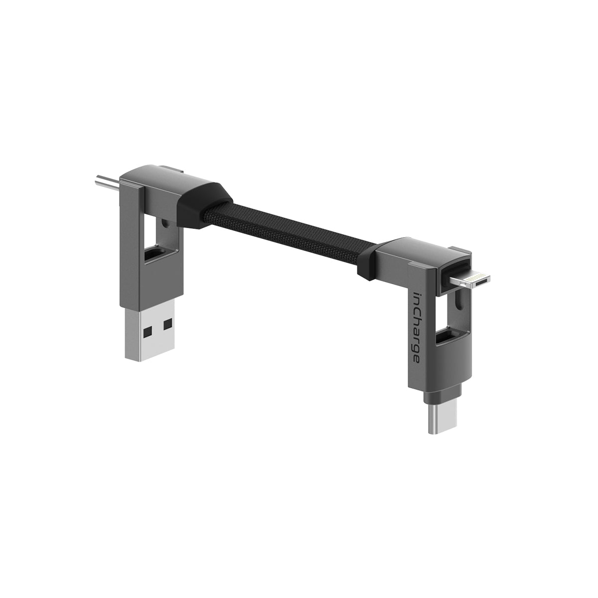 Rolling Square inCharge 6 - 18W 6 in 1 Keyring Cable - Mercury Grey