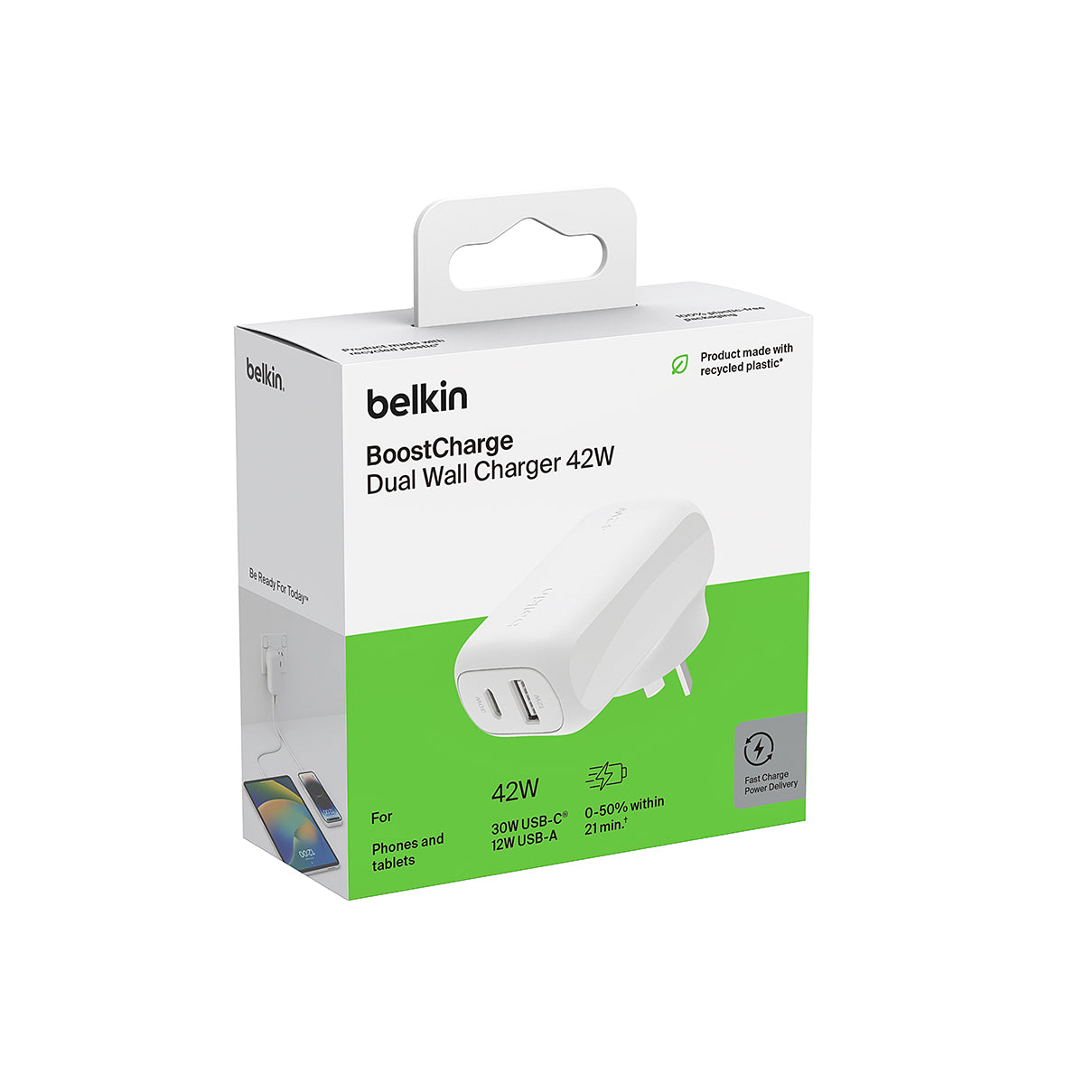 Belkin Boostcharge Dual Wall - Charger 42W White