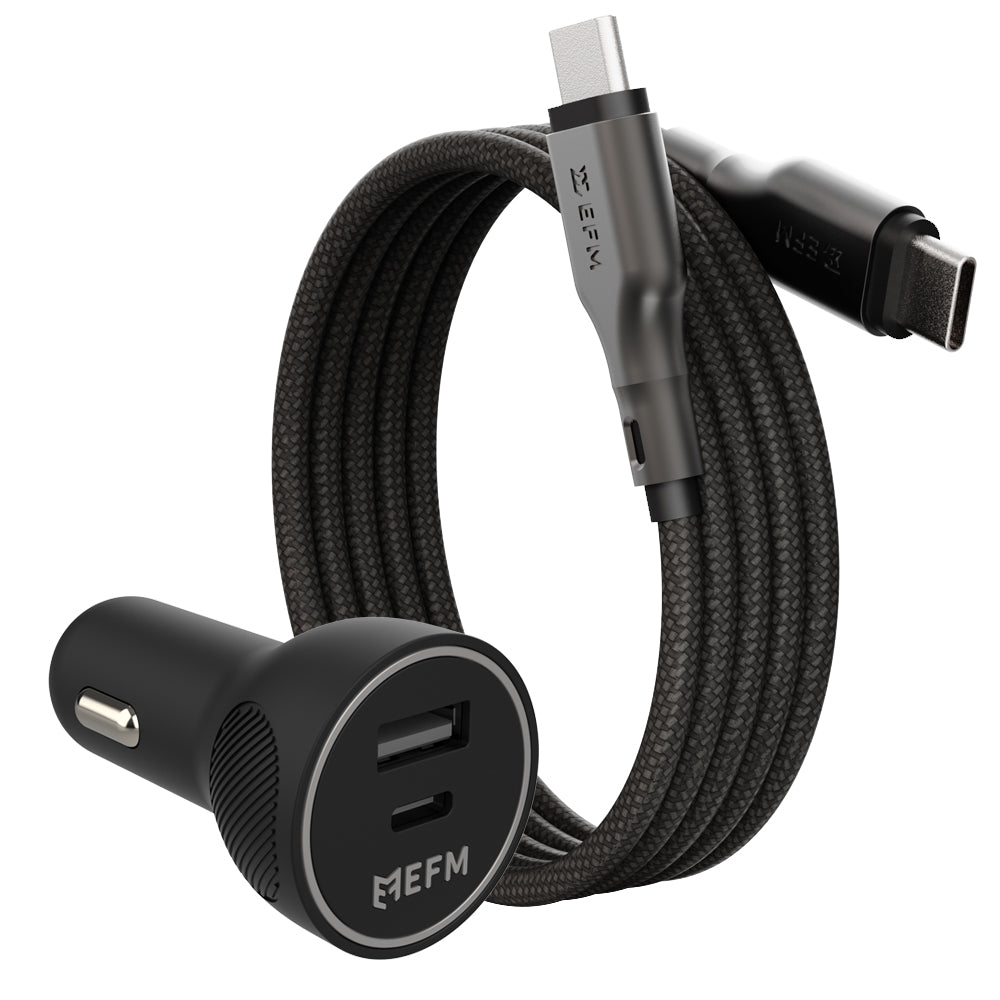 EFM 48W Car Charger - With 1M Mag-Coil USB-C Cable