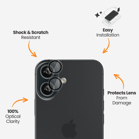 EFM Camera Lens Armour - For iPhone 16 / 16 Plus - Clear