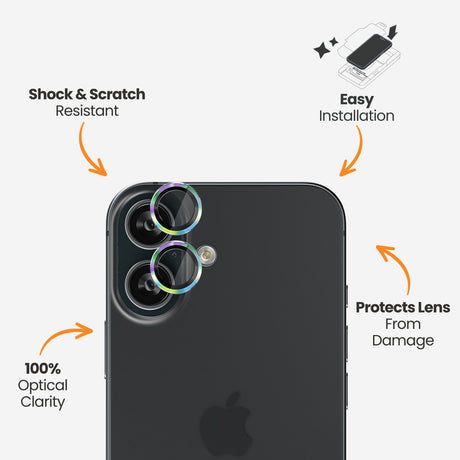 EFM Camera Lens Armour - For iPhone 16 / 16 Plus - Rainbow