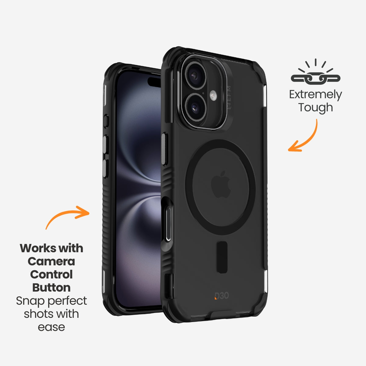 EFM Cayman Case with D3O Bio - For iPhone 16 - Carbon