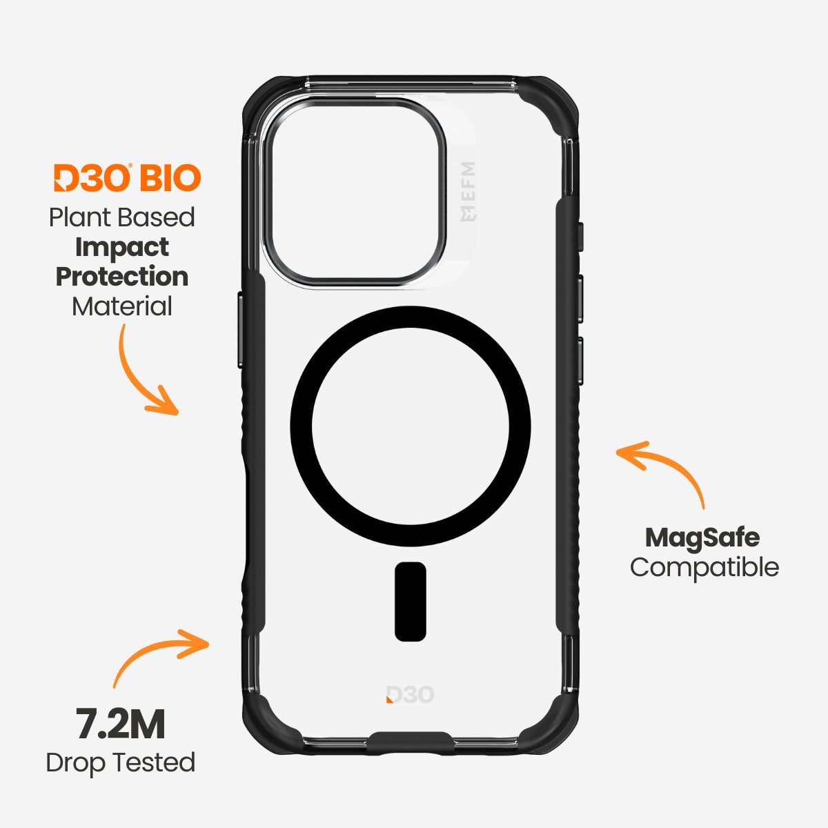 EFM Cayman Case with D3O Bio - For iPhone 16 Pro Max - Carbon