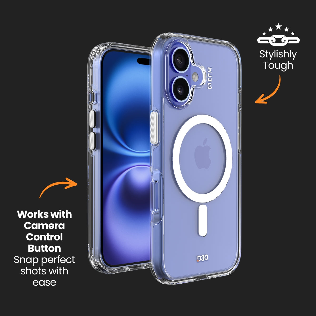 EFM Aspen Case with D3O Bio - For iPhone 16 - Clear