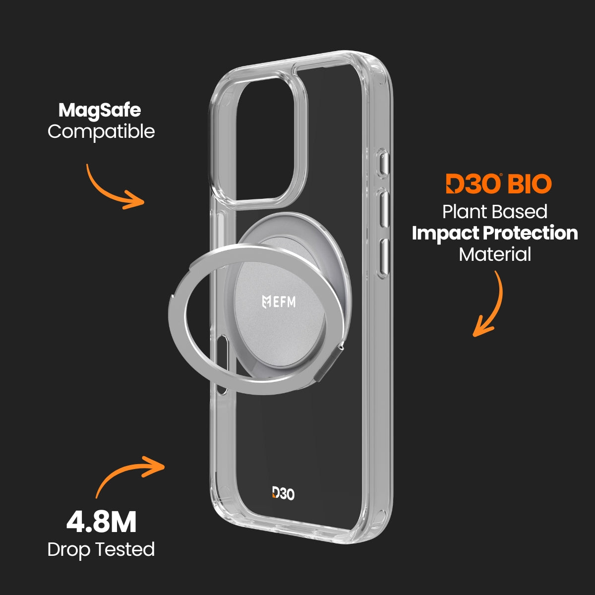 EFM Alta Case with D3O Bio - For iPhone 16 Pro - Clear
