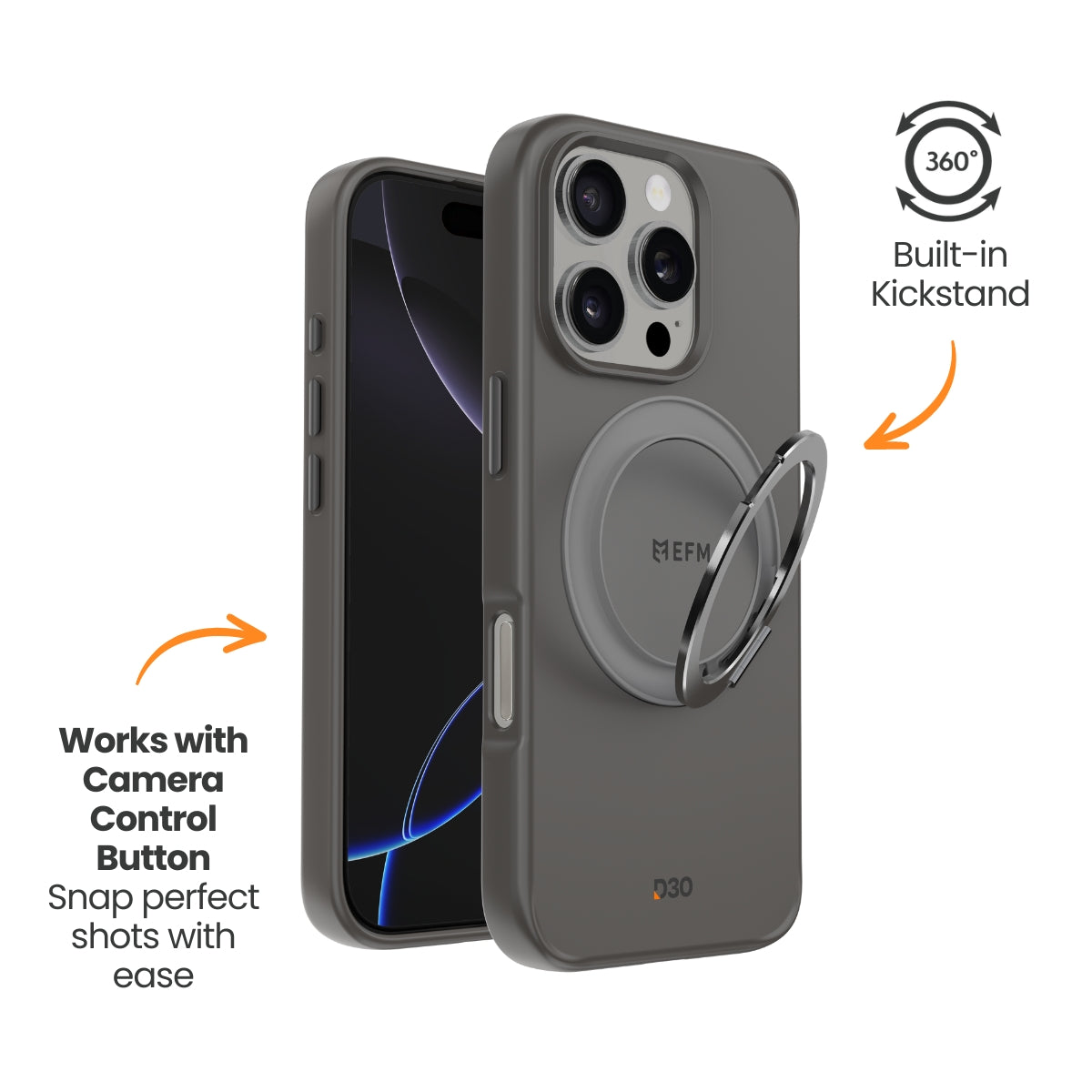 EFM Alta Case with D3O Bio - For iPhone 16 Pro Max - Titanium Grey