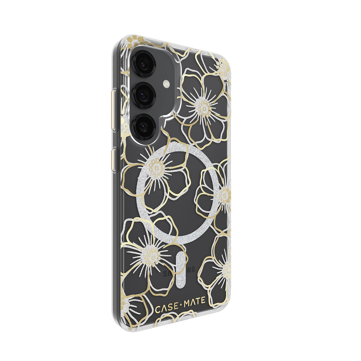 Case-Mate Floral Gems Case - For Samsung Galaxy S25 - Gold w/ Magnet