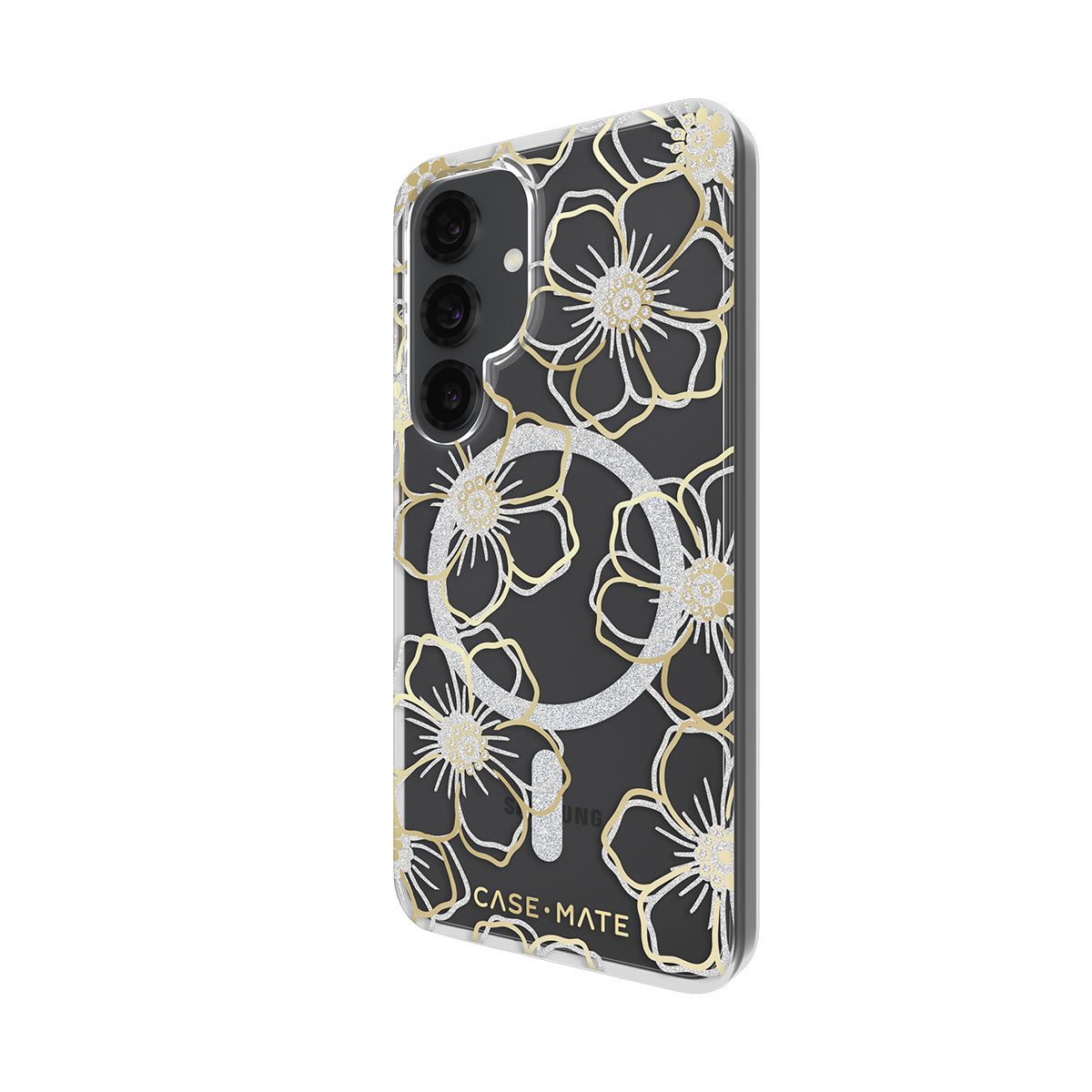 Case-Mate Floral Gems Case - For Samsung Galaxy S25 - Gold w/ Magnet