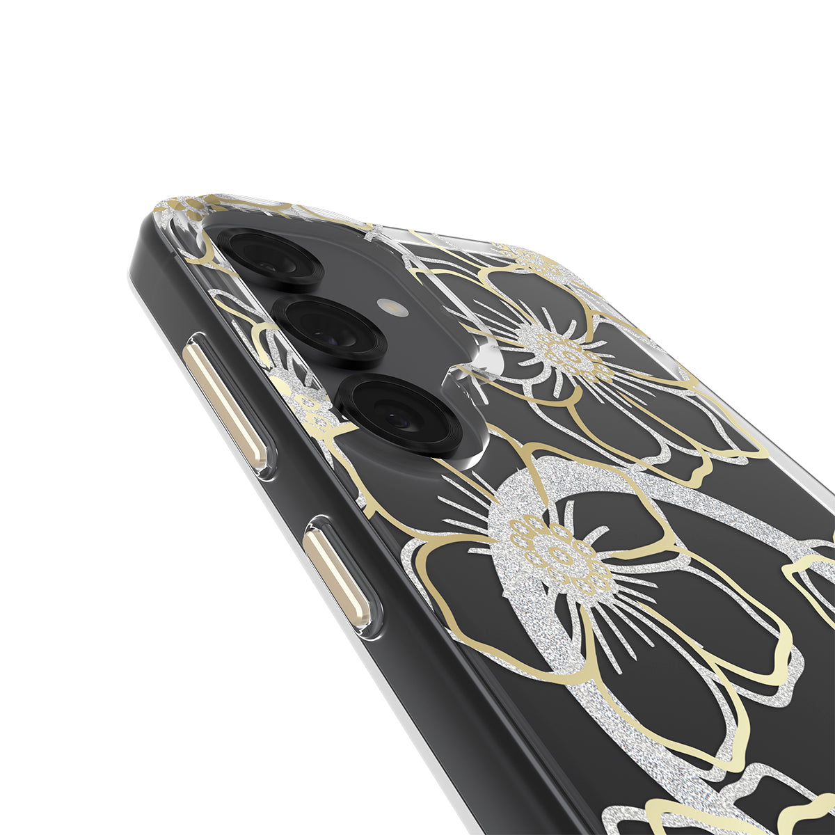 Case-Mate Floral Gems Case - For Samsung Galaxy S25 - Gold w/ Magnet