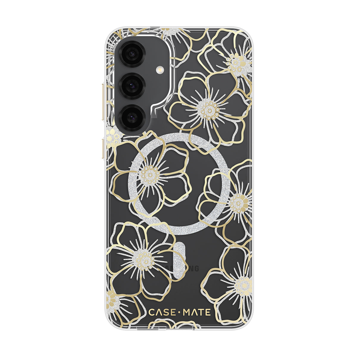 Case-Mate Floral Gems Case  - For Samsung Galaxy S25+ - Gold w/ Magnet