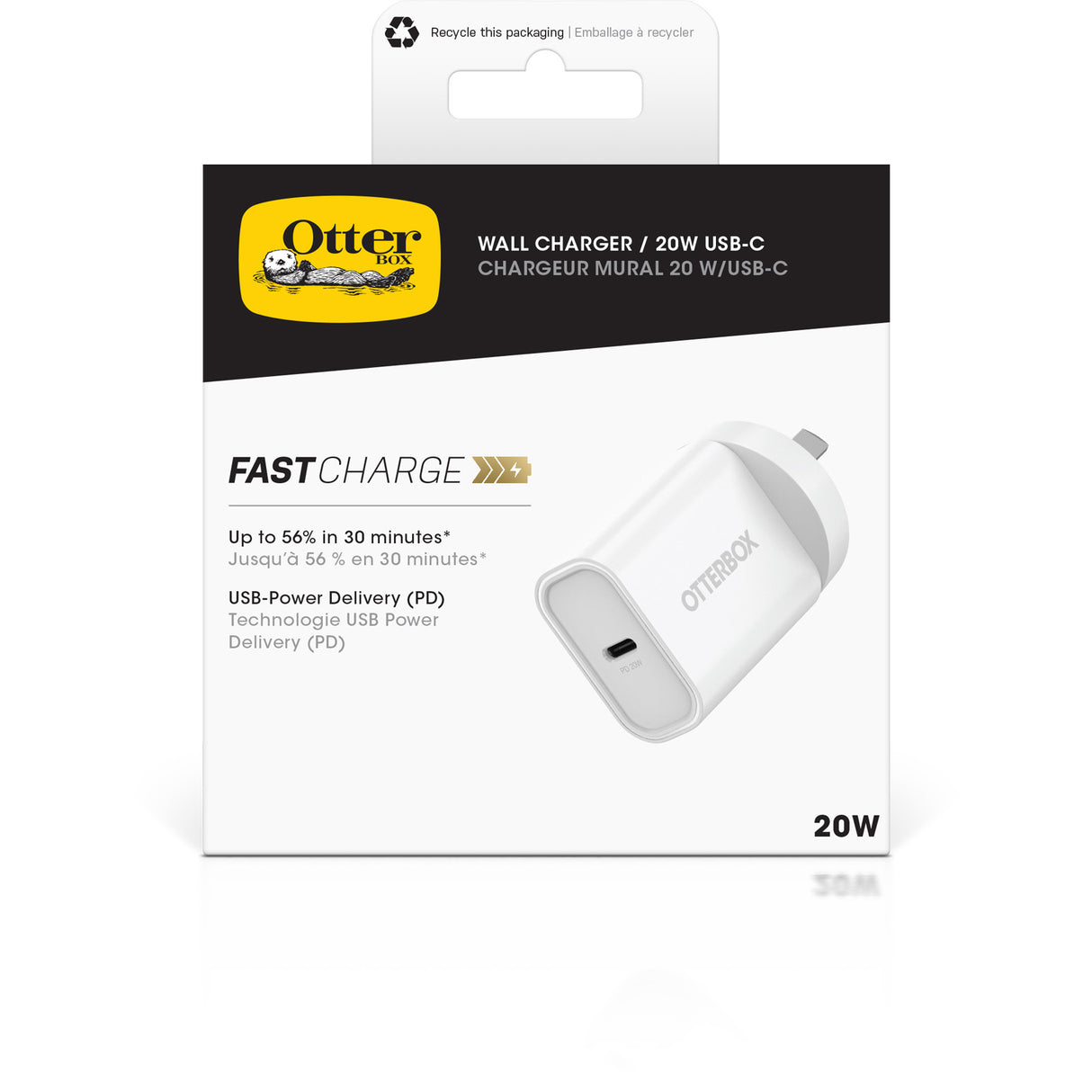 OtterBox 20W Wall Charger  - With USB-C and Power Delivery - White