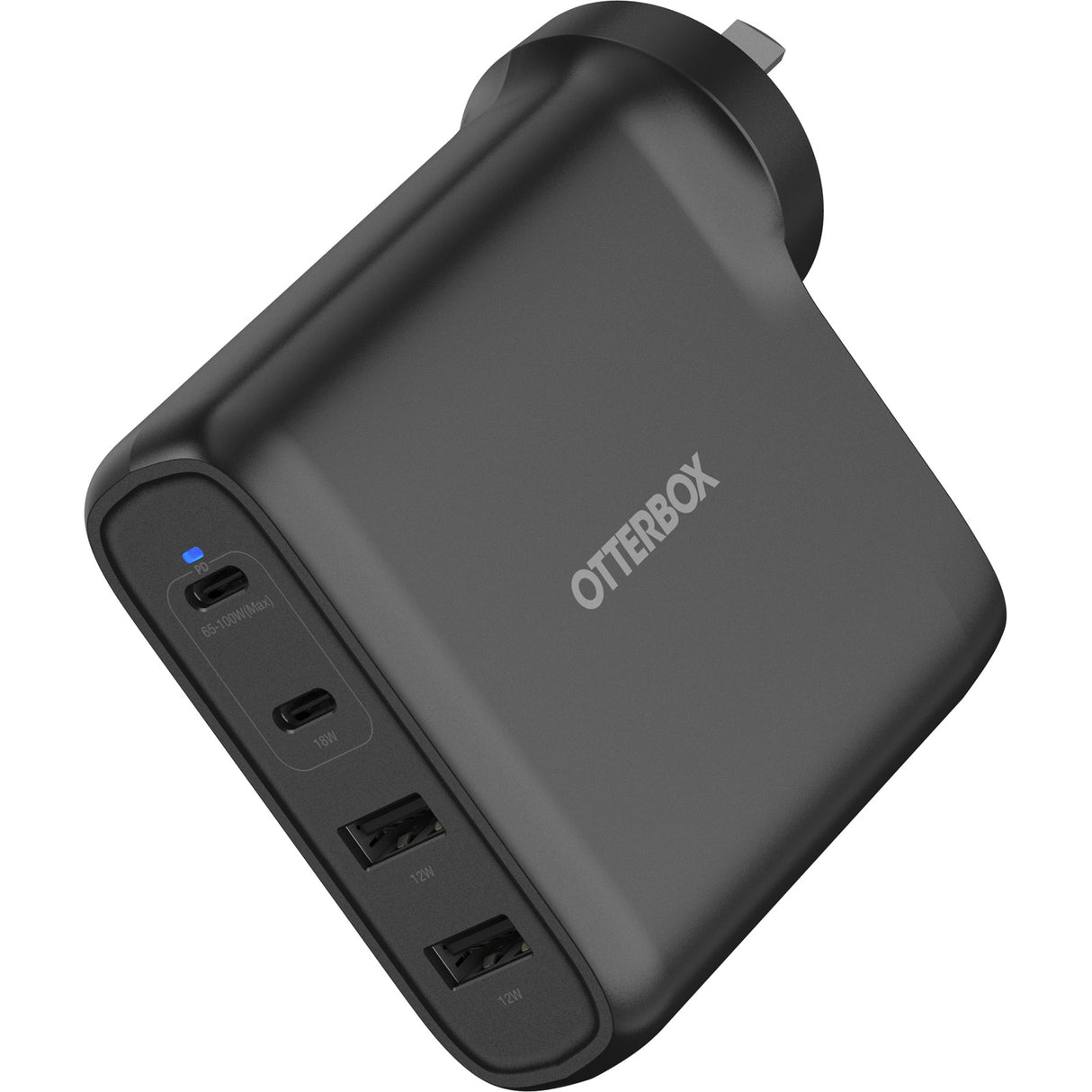 OtterBox 100W Four Port Wall Charger - Black  - With - 2 x USB-C and 2 x USB-A Ports- Black