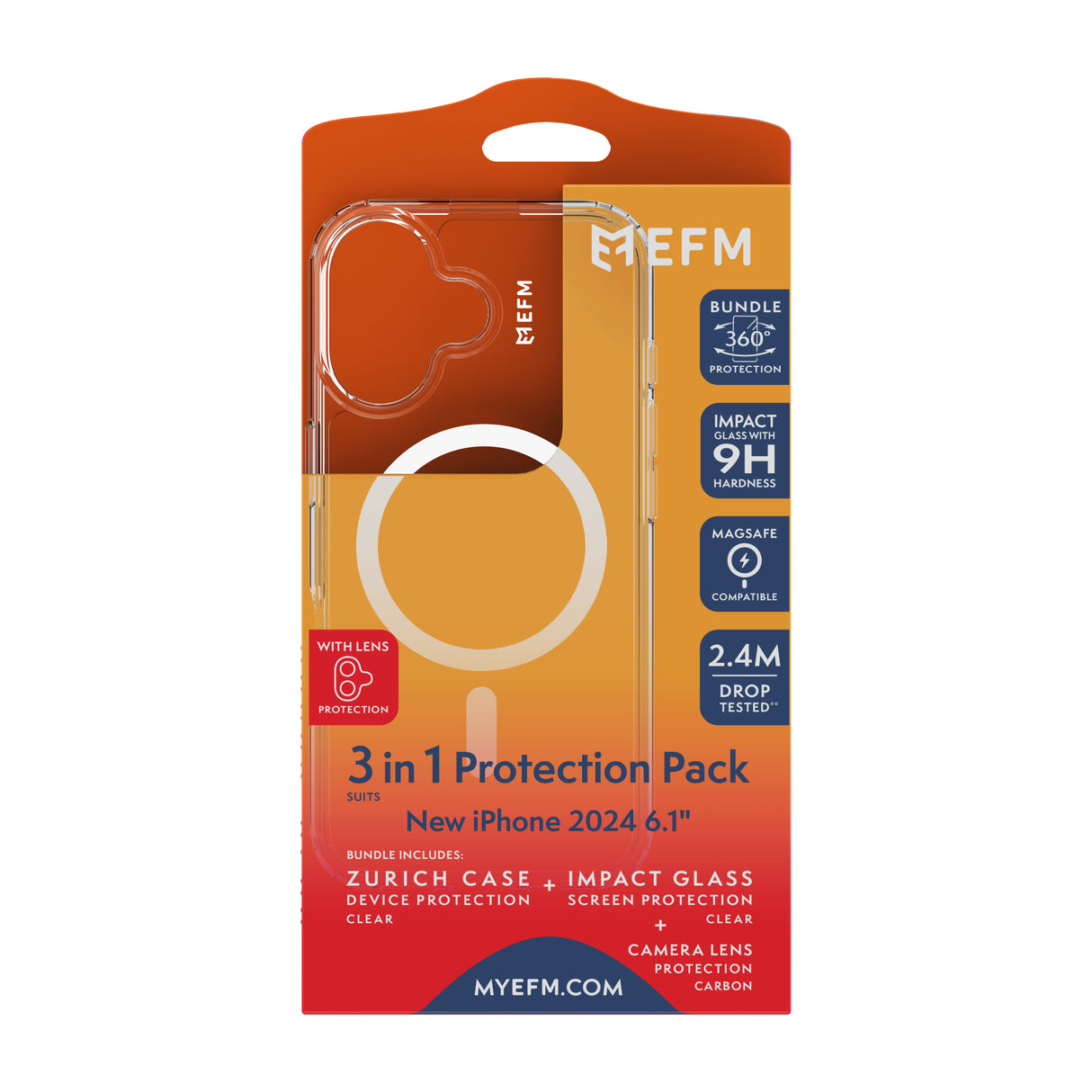 EFM Zurich MagSafe, Impact Screen and Lens Protector Bundle - For iPhone 16