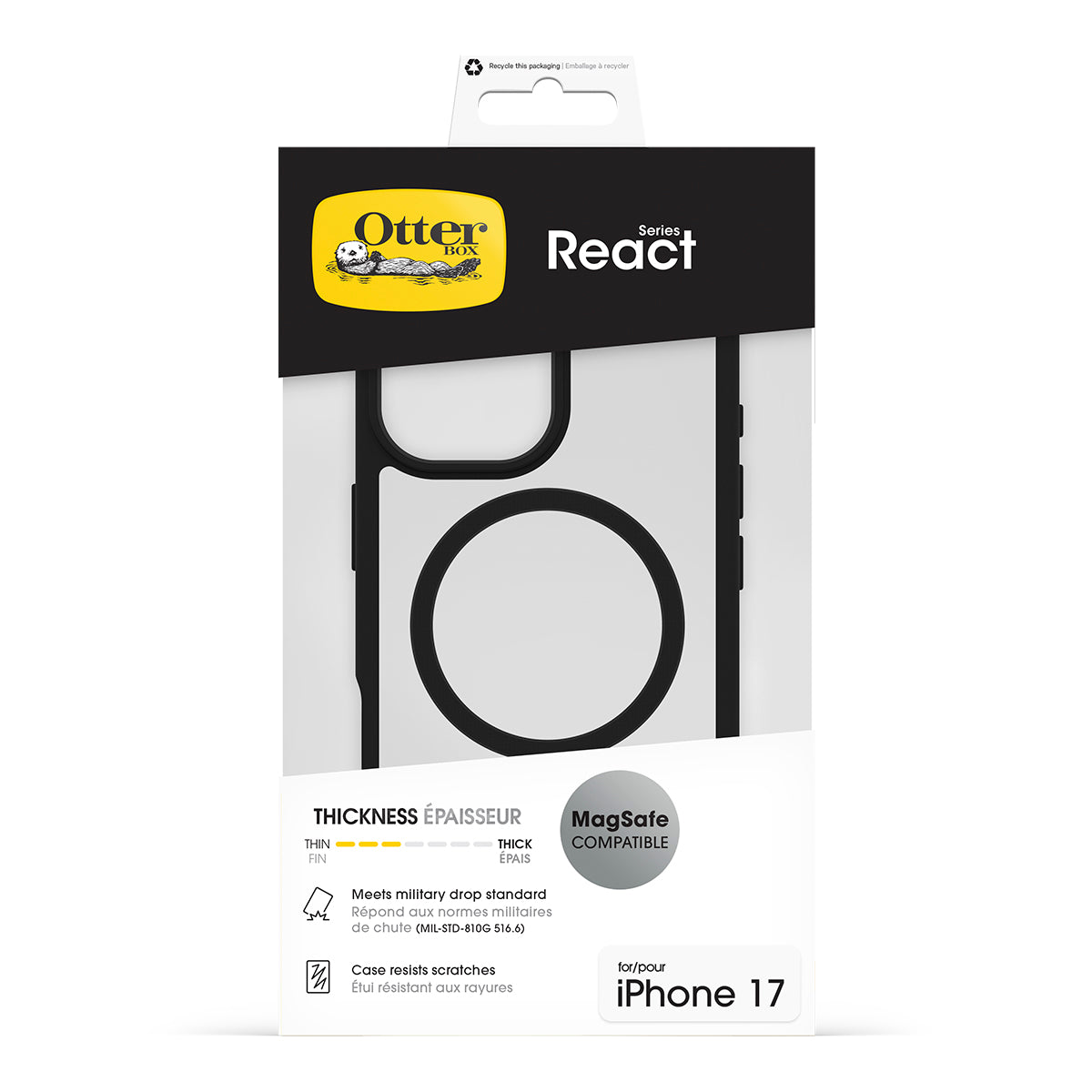 OtterBox React MagSafe Case - For iPhone 17 - Black Crystal