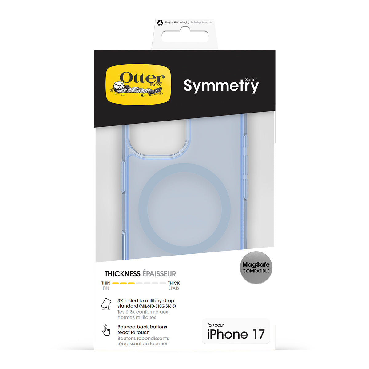 OtterBox Symmetry MagSafe Case with Camera Control - For iPhone 17 Silver Glade Blue