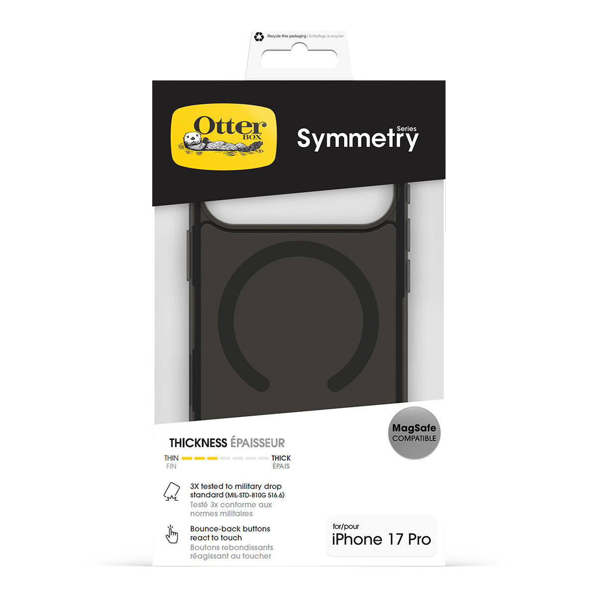 OtterBox Symmetry MagSafe Case with Camera Control - For iPhone 17 Pro - Black