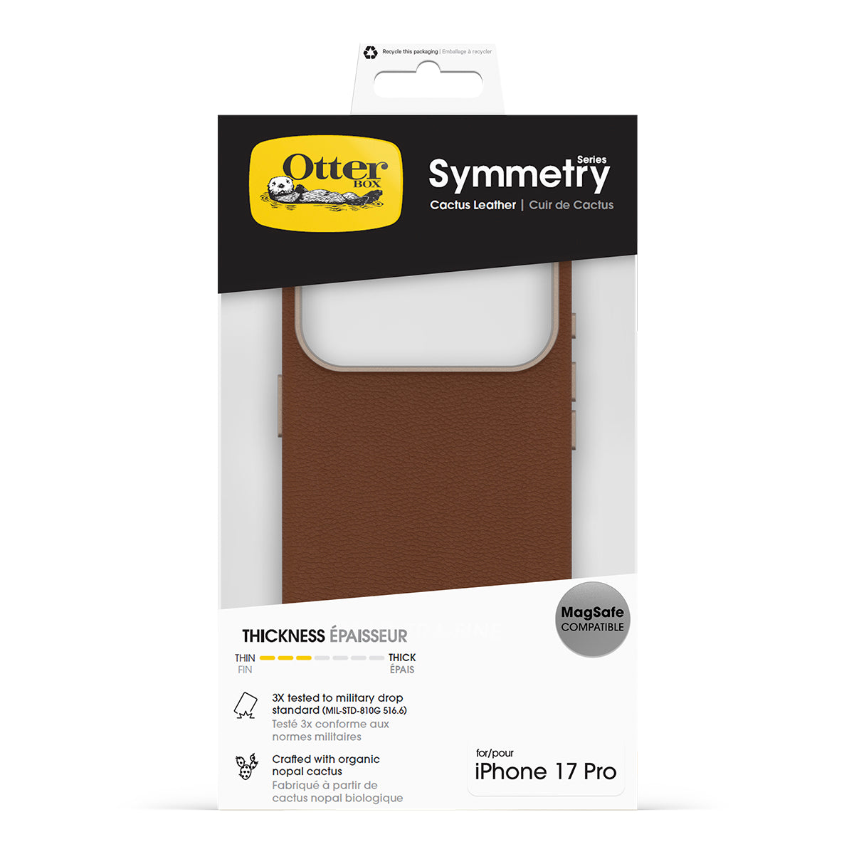 OtterBox Symmetry MagSafe Cactus Leather Case with Camera Control - For iPhone 17 Pro - Desert Saddle Brown