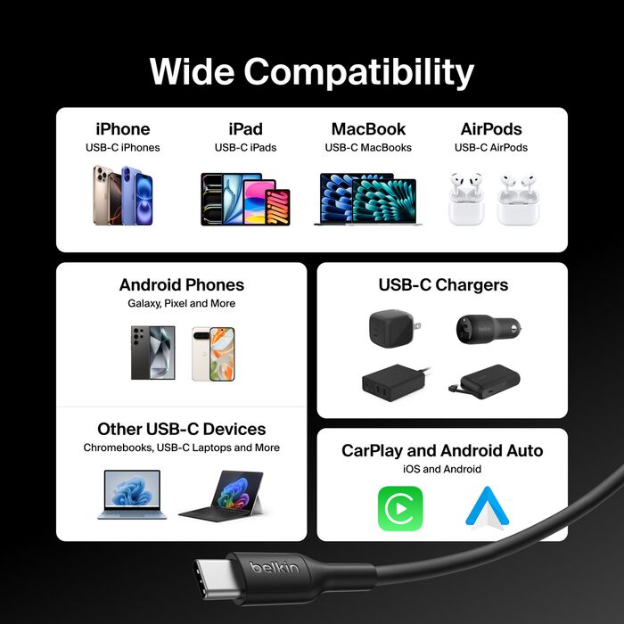 Belkin Boost Charge USB-C to C 60W Cable - 1m - Universally compatible - Black