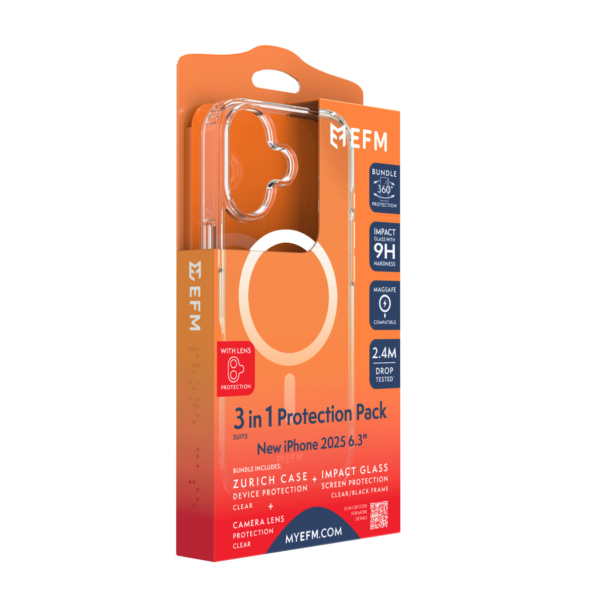 EFM 3-in-1 Case, Screen Armour and Camera Lens Armour Bundle - For iPhone 17