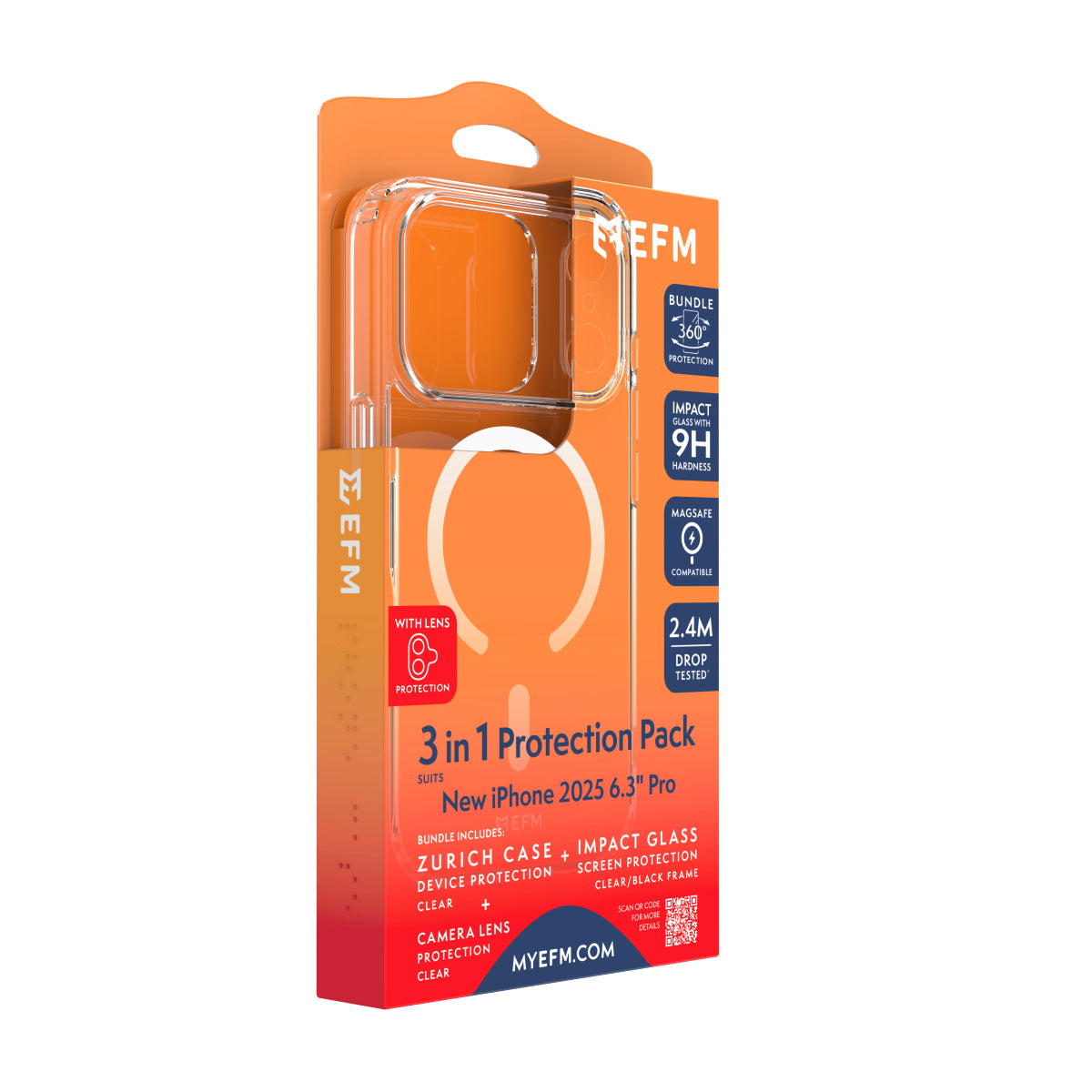 EFM 3-in-1 Case, Screen Armour and Camera Lens Armour Bundle - For iPhone 17 Pro