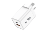 Star 33W Type-C + USB Ultra Fast Wall Charger-White