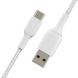 Belkin BoostCharge USB-A to USB-C Braided Cable  1mUniversally compatible - White