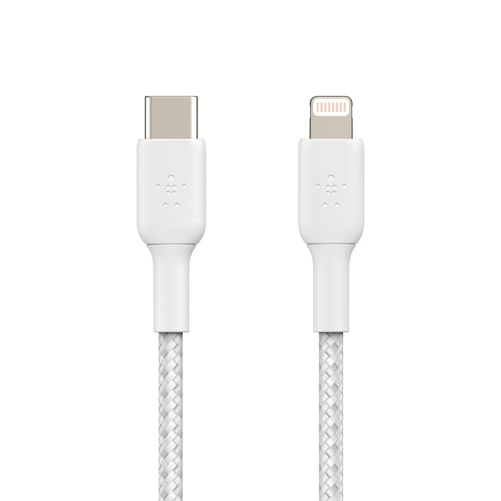 Belkin BOOSTCHARGE USB-C to Lightning Braided Cable   1mFor Apple Devices - White